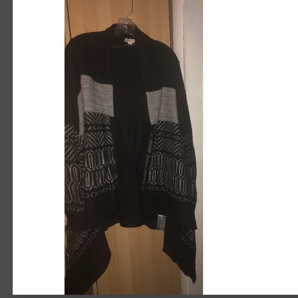 BNWOT - Black Cardigan With Grey and White Design - Picture 2 of 4